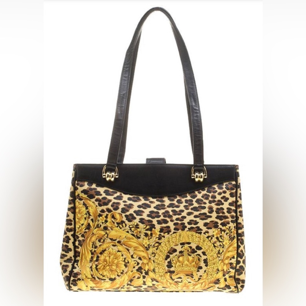 Gianni VERSACE Tribute Baroque leopard print with flap PVC Shoulder Bag 2018
